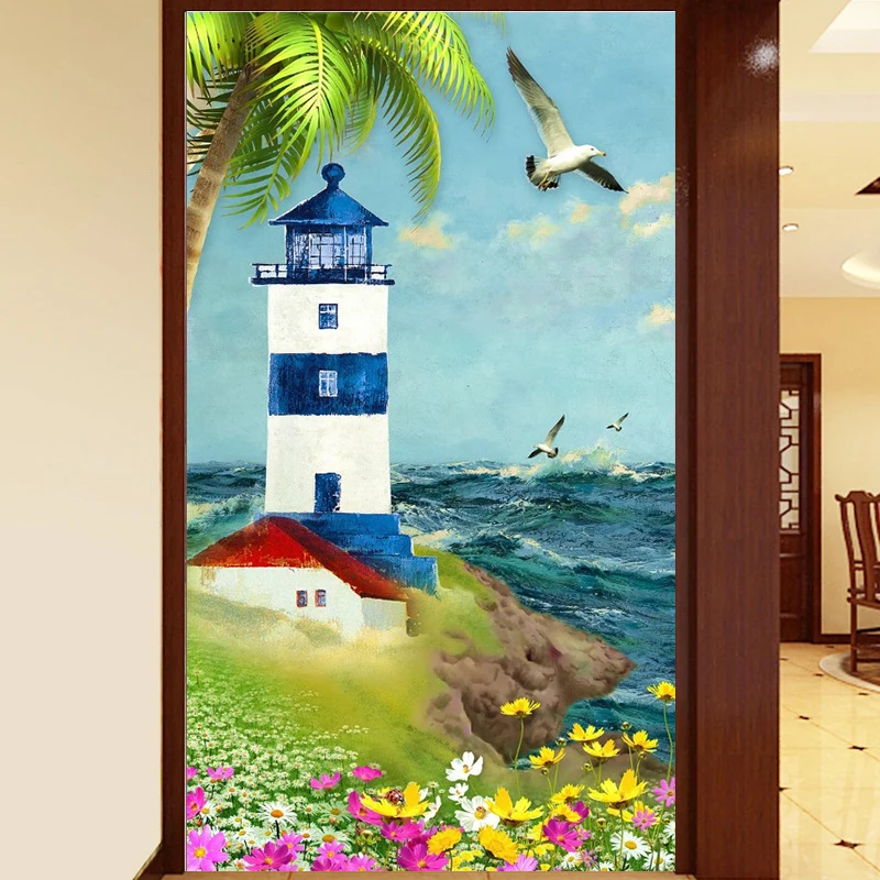 

Youran Seaside Landscape Oil Painting Pattern Diamond Embroidery Living Room Hotel Aisle Wall Art Decoration Rhinestone Mosaic