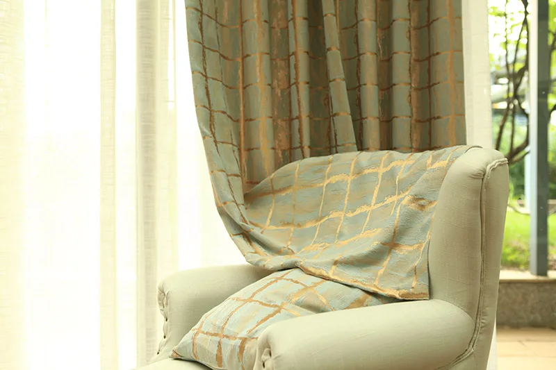 Luxury Elegant Geometric Modern Curtains for Living Room Kitchen Drapes Darkening Silk Golden Window Treatments Single Panel