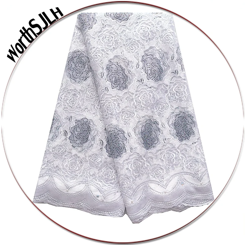 

Latest Nigerian Laces 2018 5 Yard Fushia Pink Nigeria Lace Material French Wedding White Lace Fabrics For African Parties