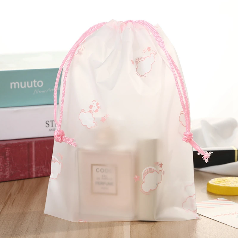 Cartoon Pink Cloud Transparent Cosmetic Bag Travel Zipper Make Up Case Organizer Storage Wash Box Toiletry Beauty Makeup Pouch