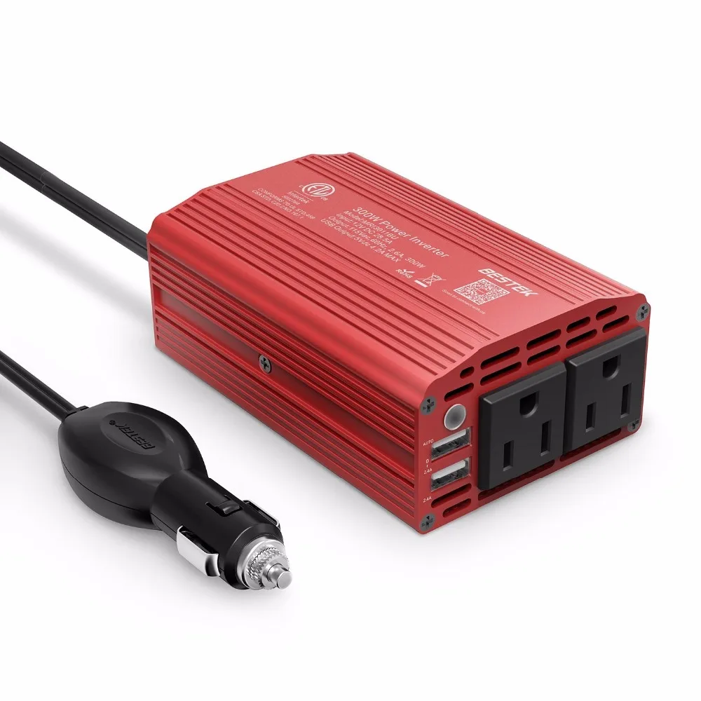 BESTEK 300W Car Power Inverter 12V 110V Inverter 60Hz Converter 4.2A