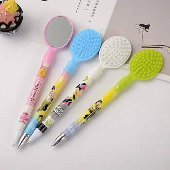 

W4 creative stationery press cartoon pen cap mirror Teaching equipment for office supplies for student supplies