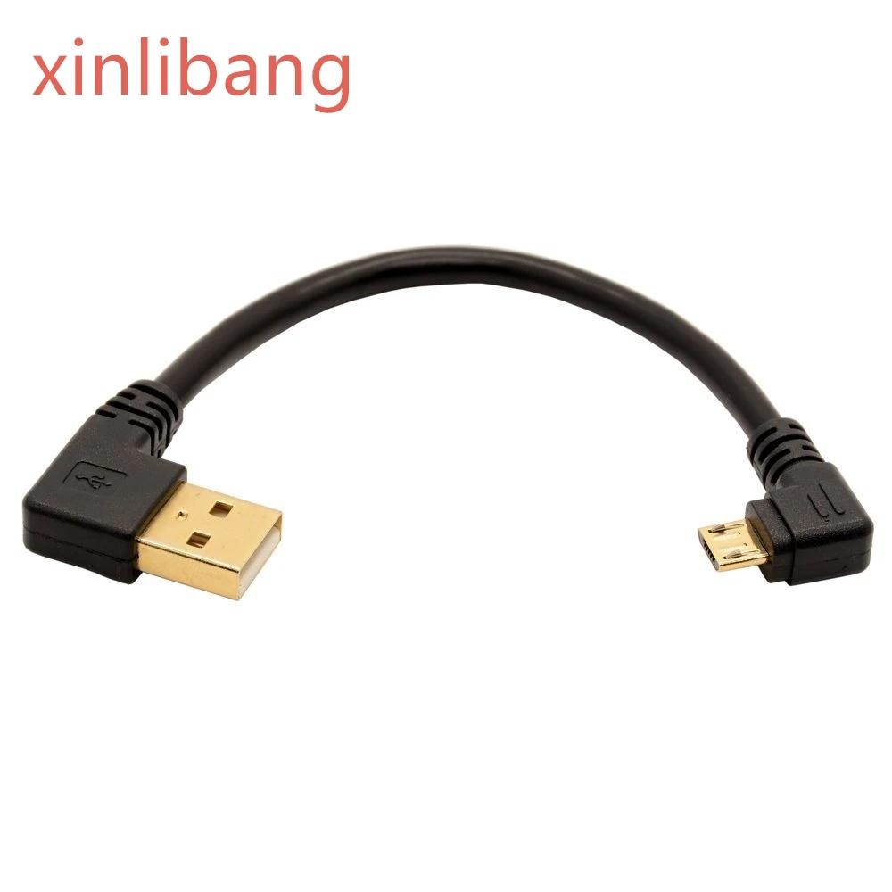 Gold plated 10CM 90 Degree USB 2.0 to Micro USB B Male Cable Gold