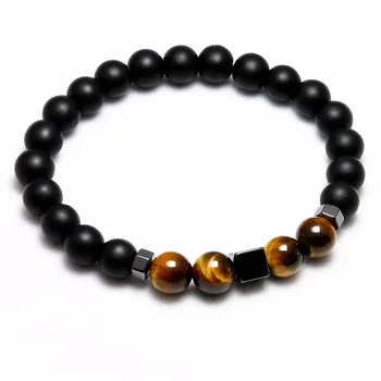 Bracelet Oeil De Tigre Homme onyx mat noir