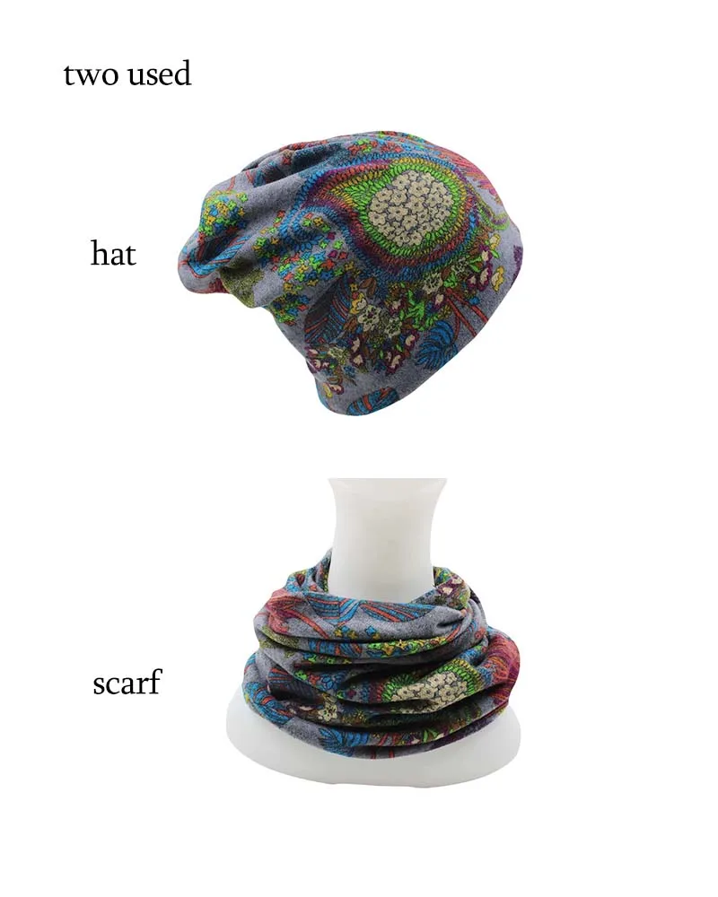 Miaoxi, новинка, женская шапка, полиэстер, для взрослых, на каждый день, с цветочным рисунком, женские шапки, весна-осень, два использования, женская шапка, шарф, 3 цвета, модные шапочки