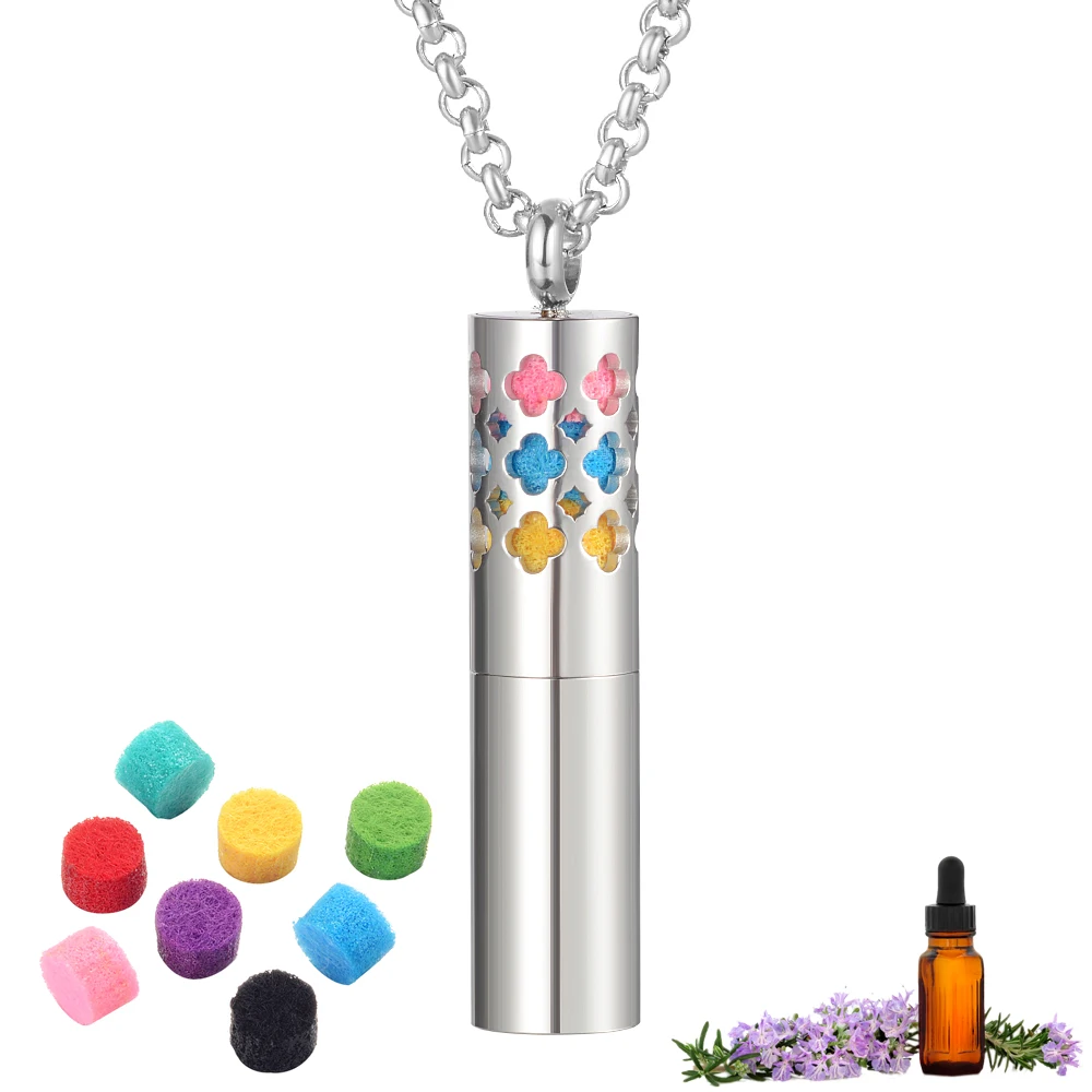 Aromatherapy Necklace with Diffuser and Container 2 in 1 Stainless