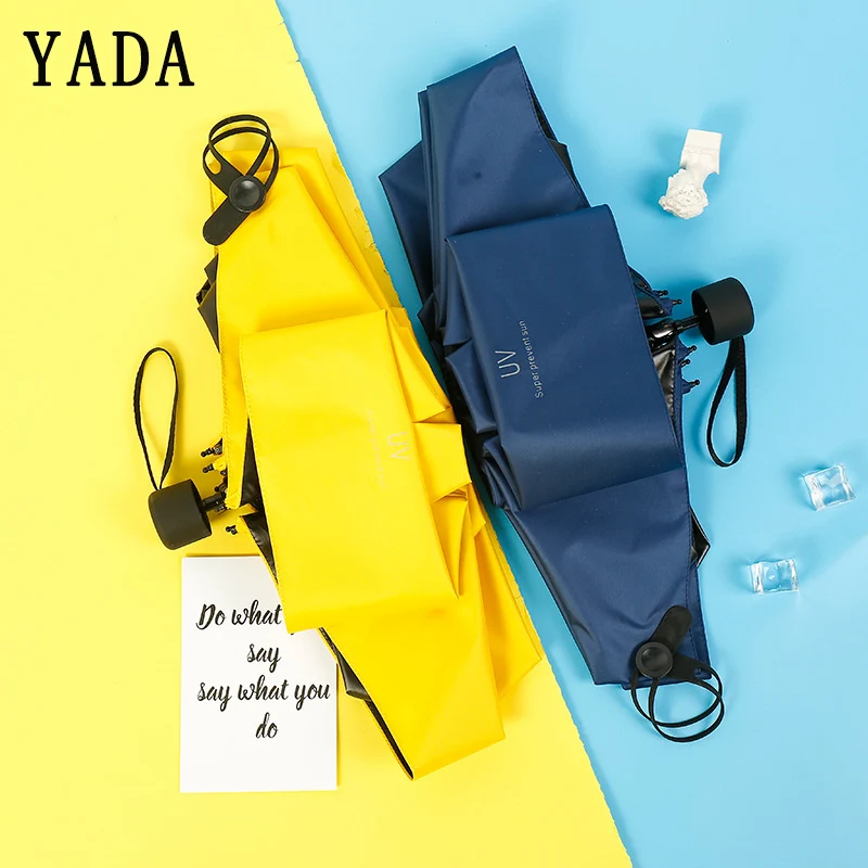 

YADA UV Five Folding Umbrella Parasol Rainy Mini Pocket Umbrella For Women Men Anti-UV Small Black Coating Umbrellas Gifts YD102