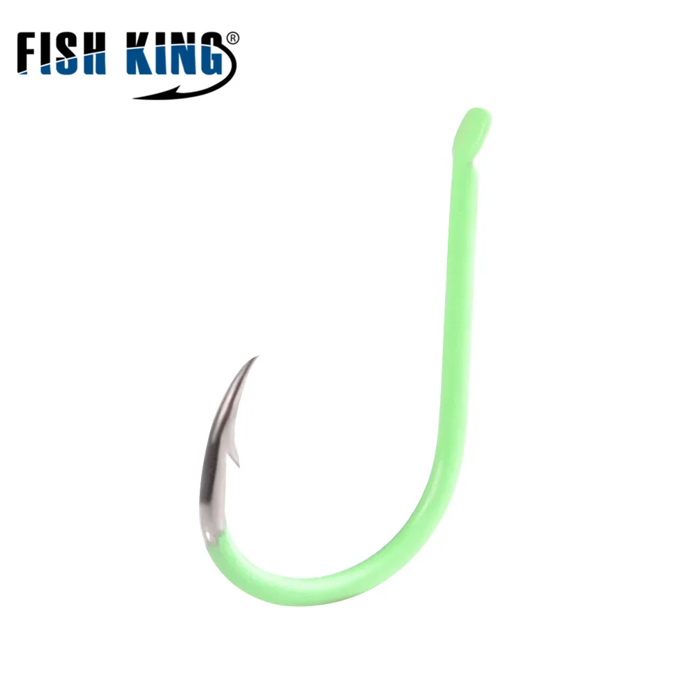 FISH KING 5 мешков 3/0 # 6 острый зеленый рыболовный крючок из высокоуглеродистой стали