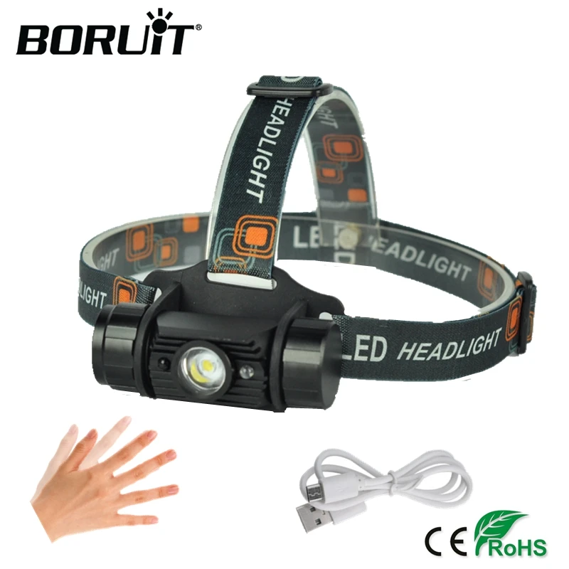 BORUiT XPE светодиодный налобный мини фонарь с ИК датчиком движения 18650 лм