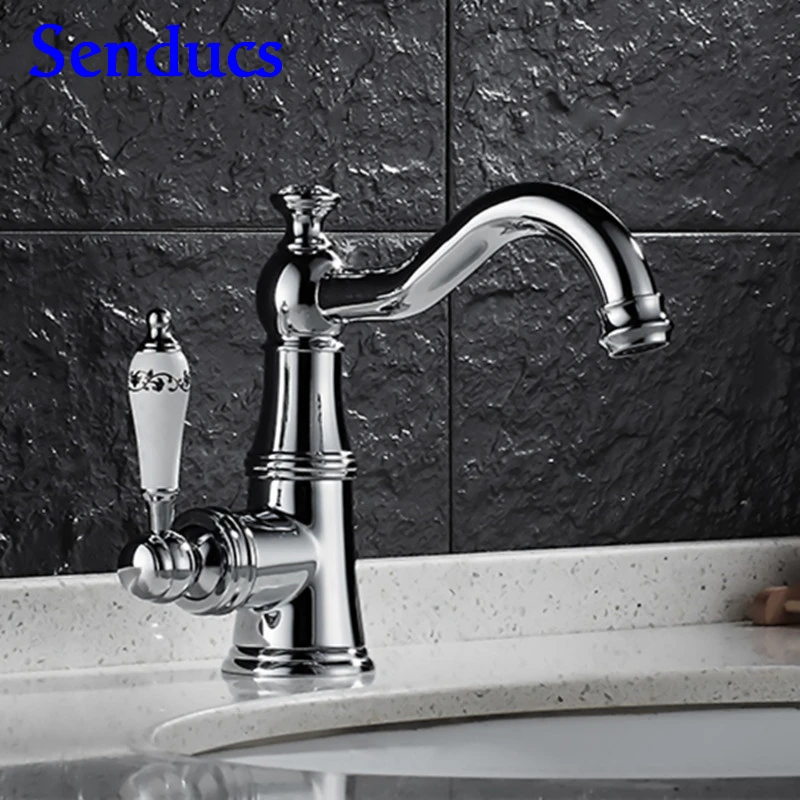 

Free shipping Newly design chrome bathroom basin sink faucet with single lever basin faucet of hot cold bathroom water faucet