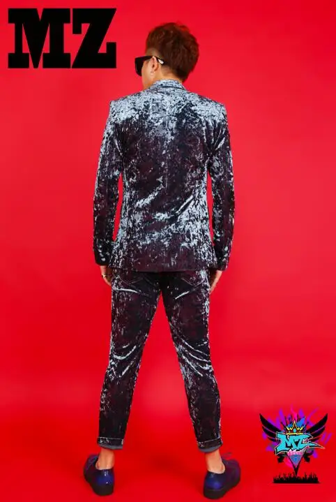 New men's slim suit fashion suit Korean host diamond velvet small suit jacket DJ male singer stage performance clothing tide
