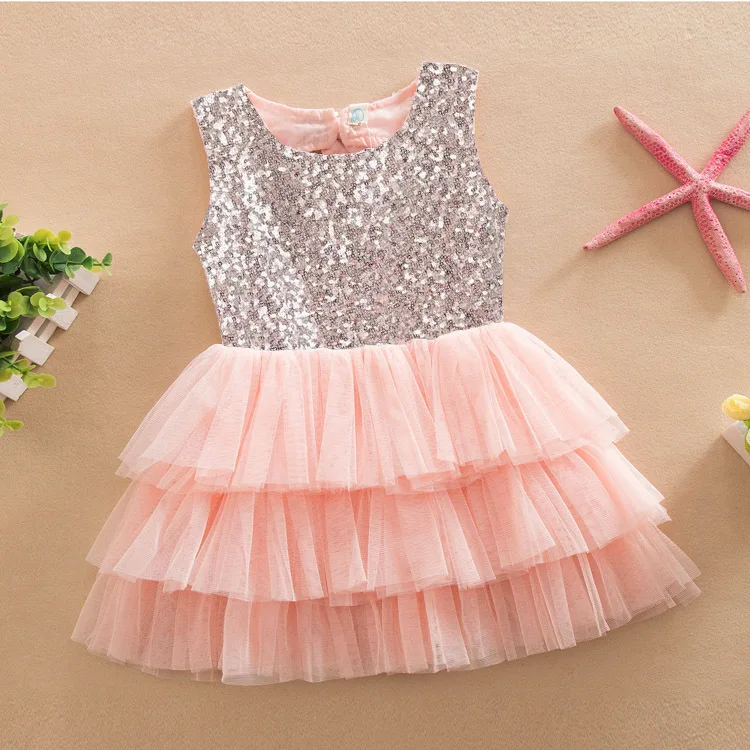 Princess Pink Sequin Girl Tutu Dress Mini Sequin Spark Baby Toddler