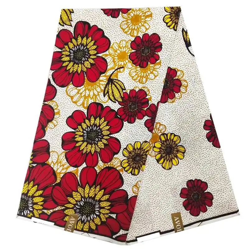 

new arrival african flowers wax print nigerian wax veritable block fabric real ankara tissue wrapper by 6yards