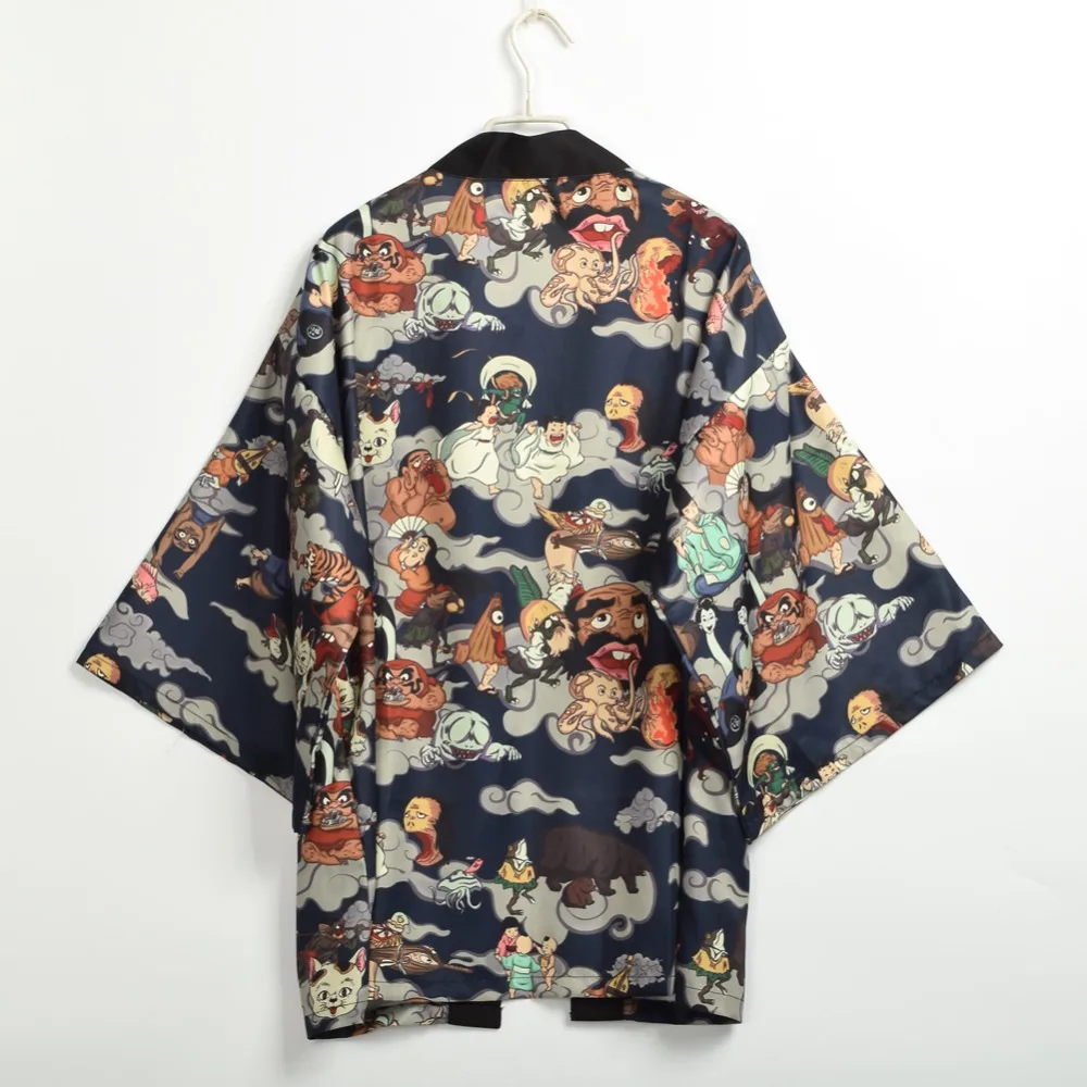 Japanese Kimono Traditional Yukata Men Cardigan Mujer Women Short Outwear Coat Hyakki Yakou Clarkes World Costumes