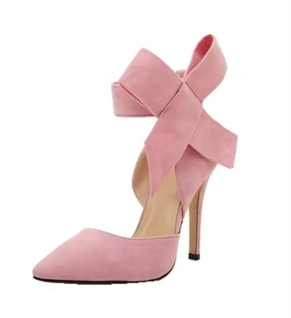 New Spring Summer Fashion Sexy Big Bow Pointed Toe High Heels Sandals Shoes Woman Ladies Wedding Party Pumps Dress Shoe
