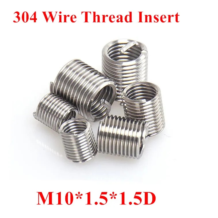 50pcs M10*1.5*1.5D M10 Wire Thread Insert 304 Stainless steel m10 Screw