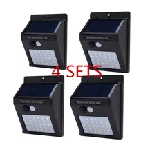 Free Shipping 4 SETS 20 LED Solar Light Motion Sensor Fence Lamps Home Garden Solar Powered Wall Lamp Yard Balcony Light Outdoor