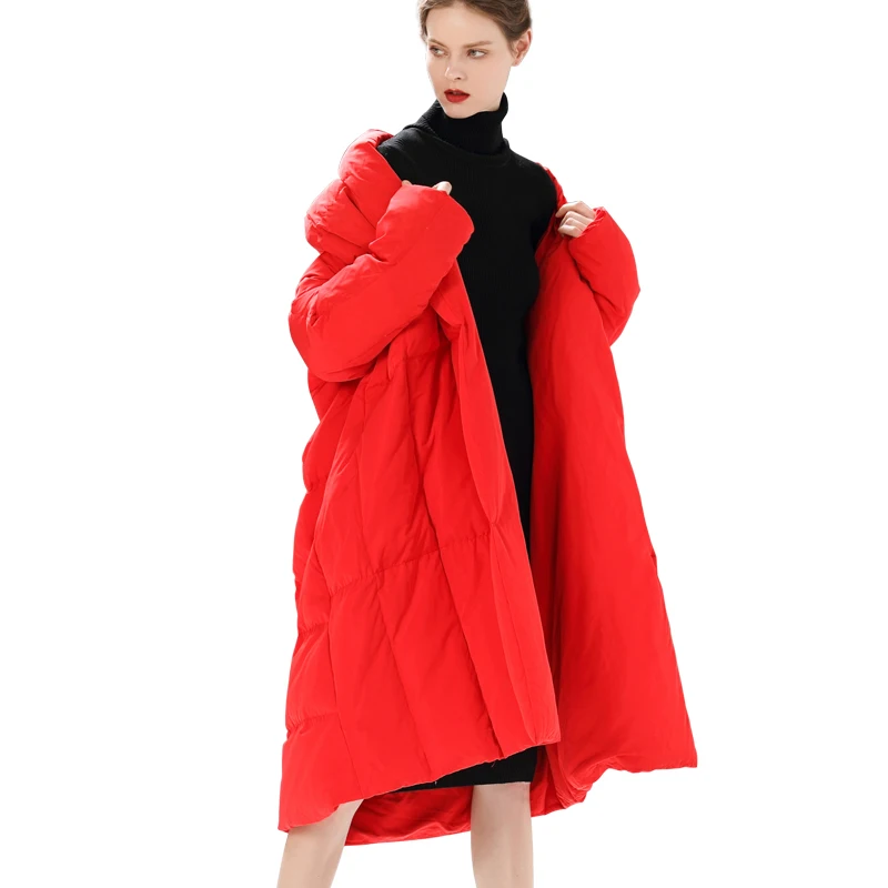 

Winter Jacket Women 2019 New High Quality Women Long Down Coat Big Size Loose 90% White Duck Down Jacket Female Thick Warm Coat