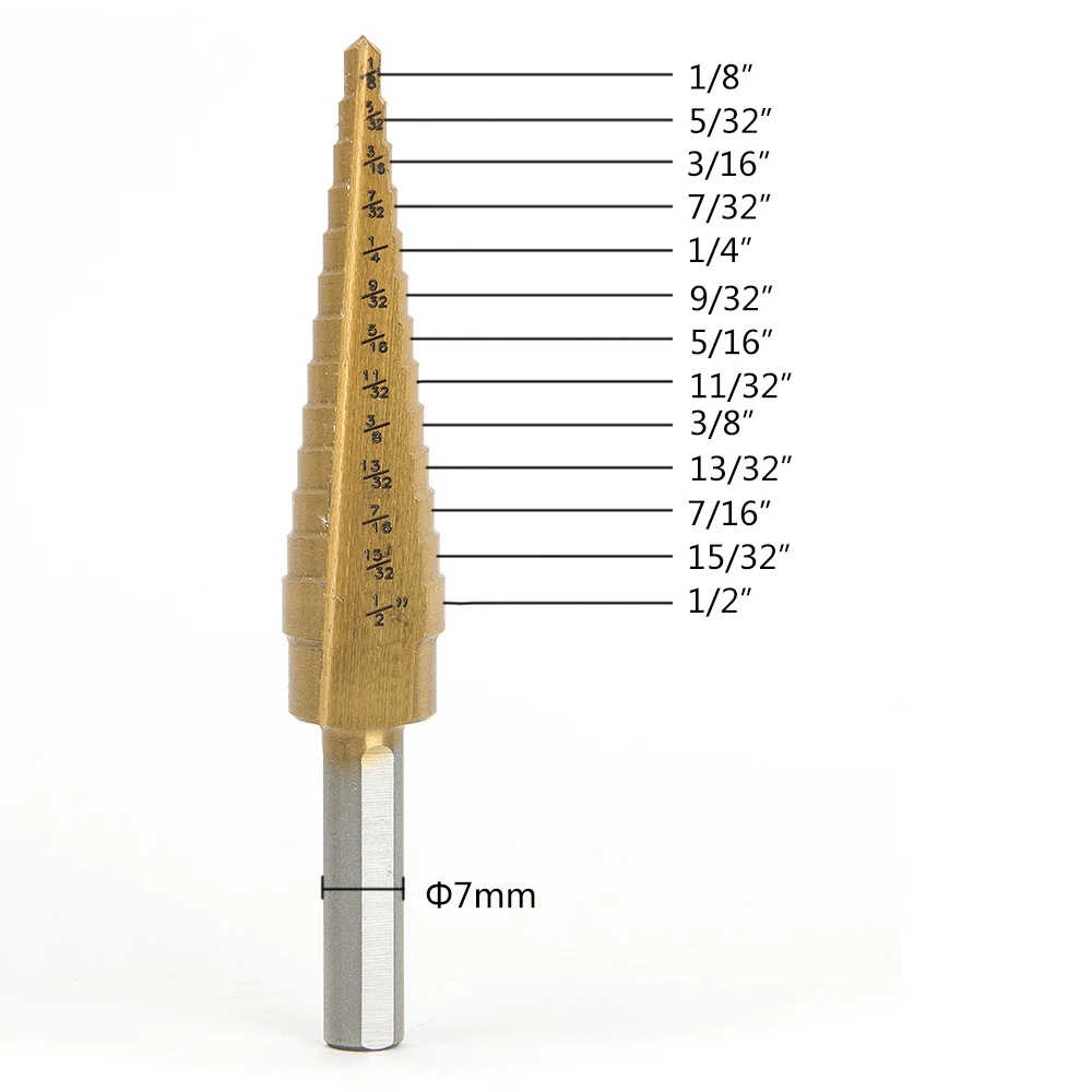 HSS Титан металла с покрытием шаг 1/8-1/2 ''drill биты отверстие резак отверстий Пилы резец инструмент бурения Ручные инструменты