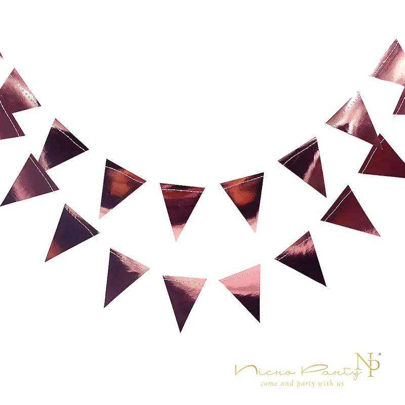 

Nicro 3M Rose Gold Triangles Garland Wall Hanging Decor Rose Gold Foil Triangles String Ornaments Curtain for Birthday Party