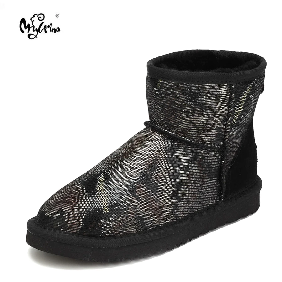 

New Fashion 100% Genuine sheepskin Leather snow boots Natural Fur women Boots warm winter Non-Slip Waterproof Women ankle boots