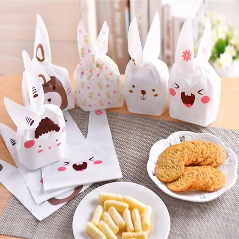 Buy 50pcs Cute Plastic Gift Bag Rabbit Ear Snack Food