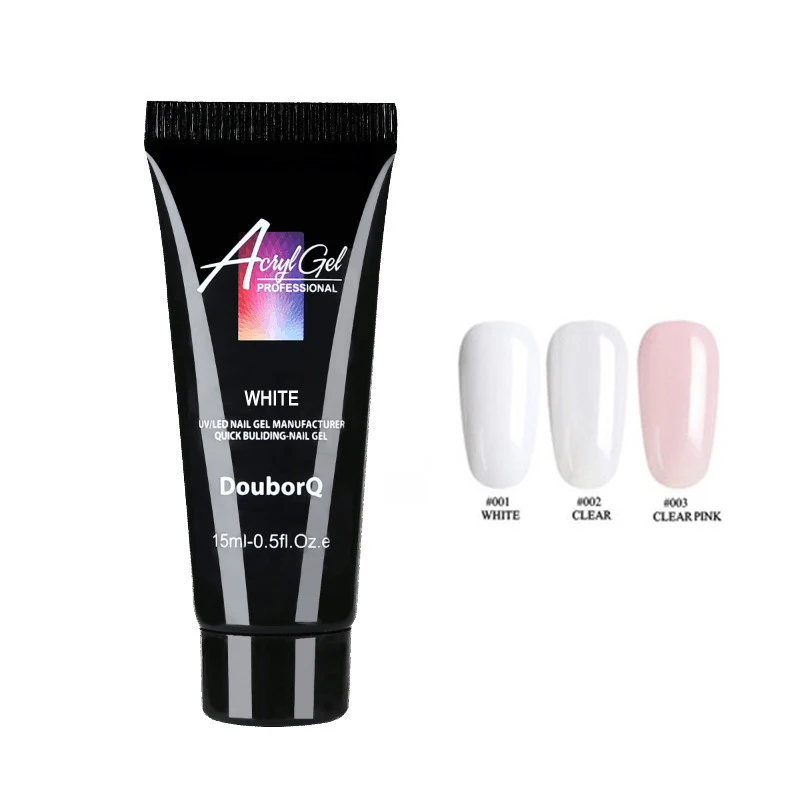 

15ml Nail Acrylic Poly Gel Pink White Clear Crystal UV LED Builder Gel Tips Enhancement Slip Solution Quick Extension Gel