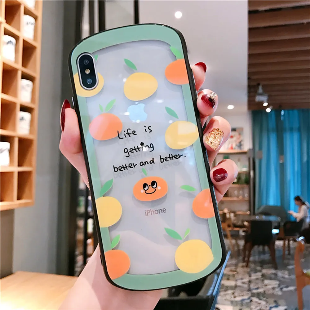 Роскошный 3D клубничный изогнутый стеклянный чехол для телефона IPhone X XS Max