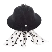 Мини-шляпа мини-Шляпа заколка для волос с черной заколки-перья для волос