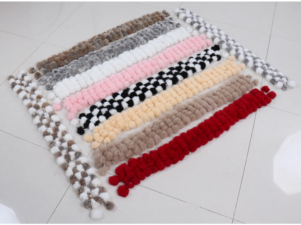 New Winter Women Real Rabbit Fur Scarf Natural Warm Rabbit Fur Muffler Girl Fashion Knitted Genuine Rabbit Fur Scarves