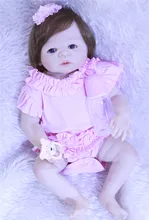 Cheio de silicone bonecas reborn menina bebê 22 polegada lifelike falso bebê princesa BJDdoll bonecas bebe com corpo de silicone menina bonecas