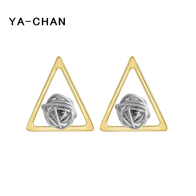 YA-CHAN Real 925 Sterling Silver Stud Earrings 18k Gold Color Fine Jewelry Triangle Hollow 925 Silver Stud Earrings for Women цена YA-CHAN Real 925 Sterling Silver Stud Earrings 18k Gold Color Fine Jewelry Triangle Hollow 925 Silver Stud Earrings for Women цены онлайн
