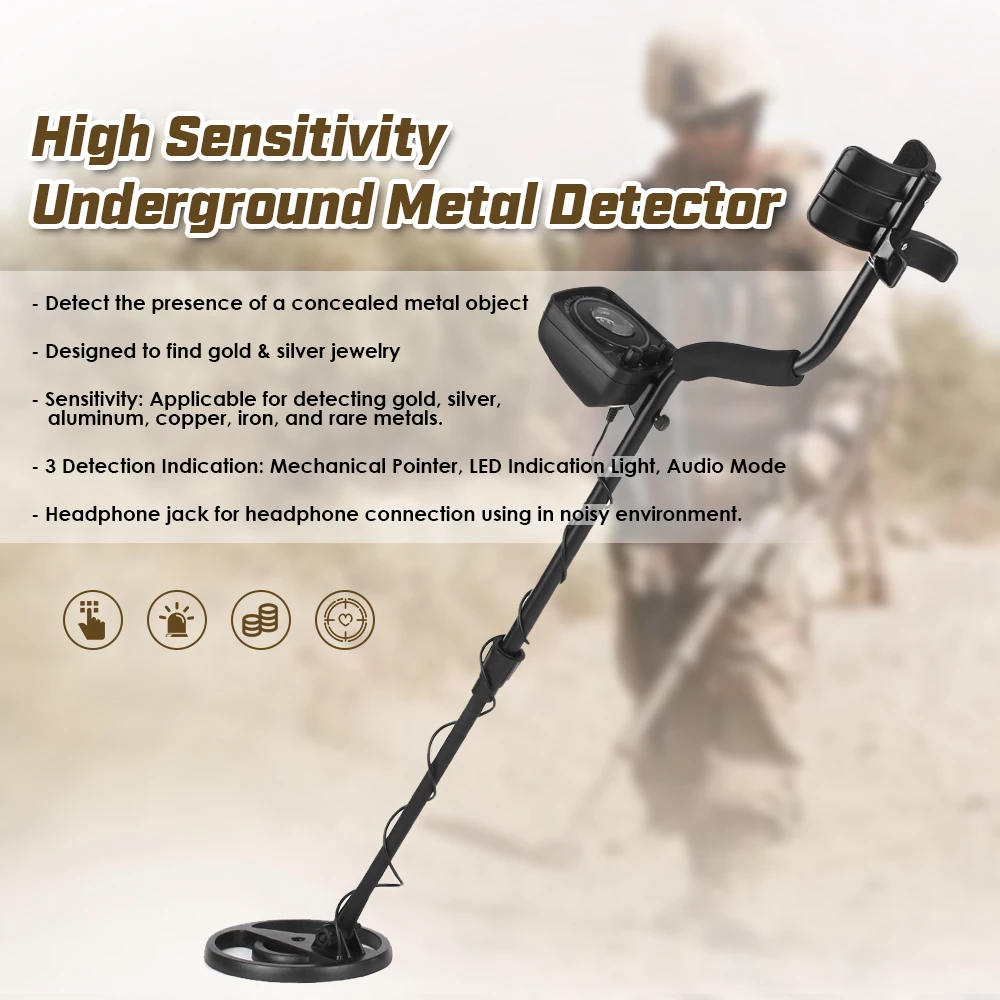 

KKmoon Underground Metal Detector Sale Lightweight Pinpointer Nugget Gold Detector Recognizable Metal Species Treasure Hunter