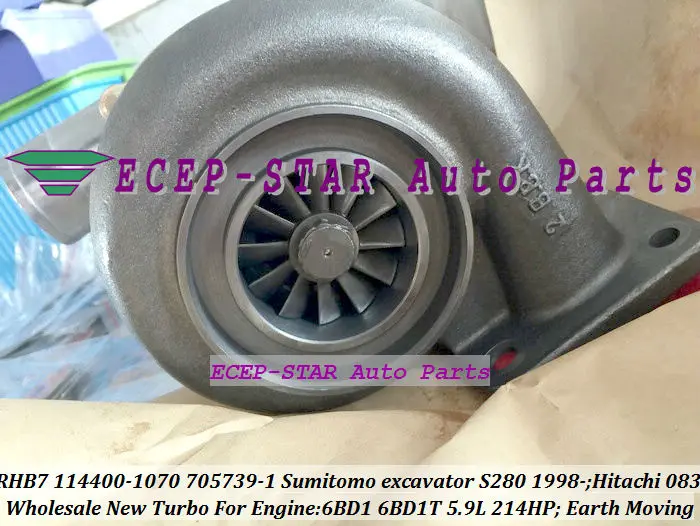 RHB7 114400-1070 705739-5001S Turbo Turbocharger For Sumitomo excavator S280 1998- Earth Moving 6BD1 6BD1T 5.9L 214HP (3)