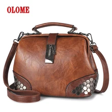 Women Handbag Leather Small Doctor Bag Women Shoulder Bag Female Crossbody Handbag Lock Chain Rivets Girls Vintage Women Bags Women Handbag Leather Small Doctor Bag Women Shoulder Bag Female Crossbody Handbag Lock Chain Rivets Girls Vintage Women Bags