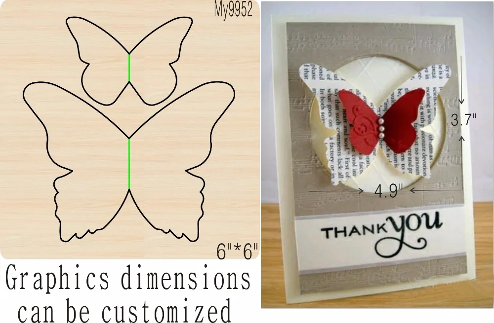 

Butterfly DIY wooden mold die cut accessories wooden die Regola Acciaio Die Misura , MY