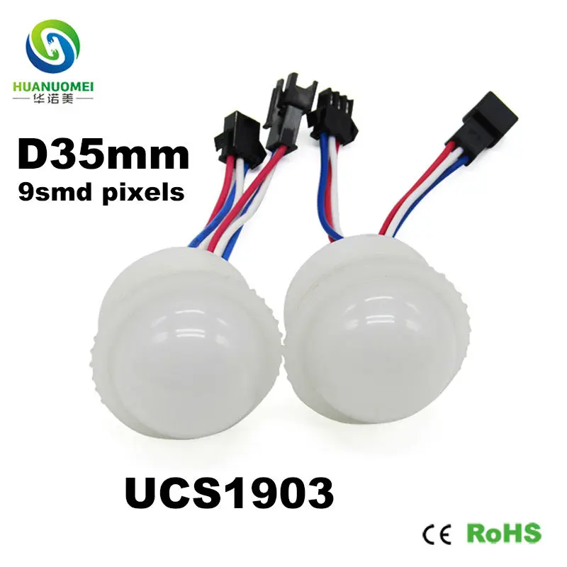 addressable 35mm led pixel light 9LEDs UCS1903 module digital bulb rgb 5050 smd lamp full color amusement park ride lighting | Лампы и