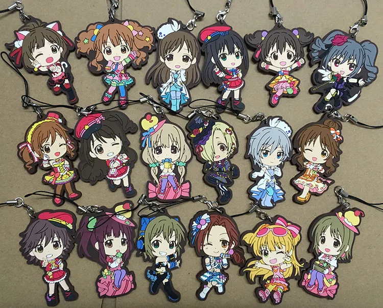 

18 шт./лот idolm ster Золушка случайная отправка японский аниме фигурка резиновые силиконовые подвески/брелок