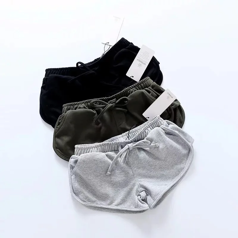 

2019 woman new high waist slim knitting sporting shorts, elastic waist female home casual short feminino summer fitness shorts