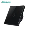 SESOO Interruptor táctil estándar UE, 1 Gang 1 Way, interruptor de pantalla táctil de luz de pared, Panel de interruptor de cristal AC 110-250V para luz ► Foto 3/3