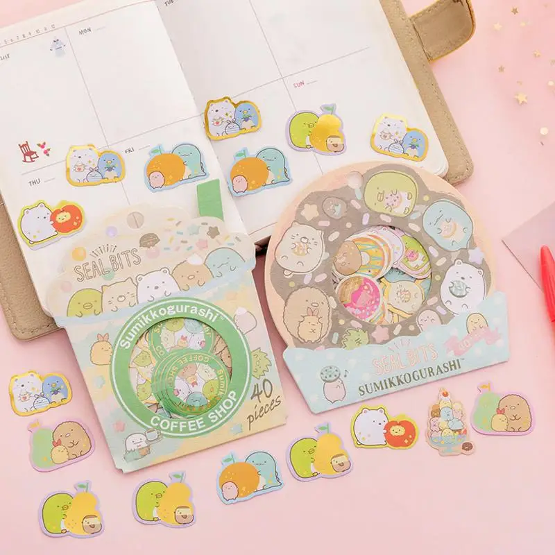 

1pack cute Drinks style sticker Sumikko Corner San-X Corner Bio Stickers Diary Label Stickers Decor Scrapbooking Stickers toy