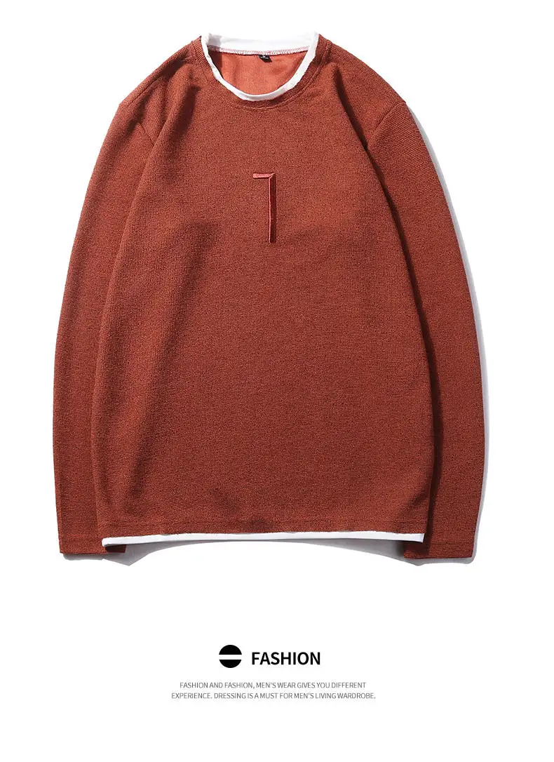 False Two-pieces Sweatshirts Male Solid Hoody Hoodies Men Simple Pattern Autumn Spring Winter Streetwears 2019 Brand New Fashion 06