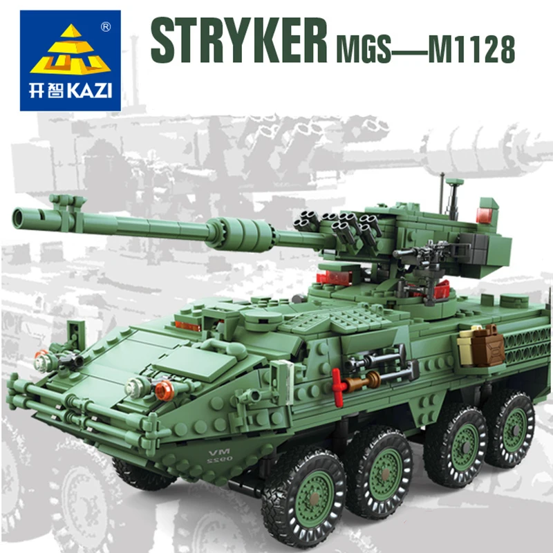 

KAZI 10001 Century Military MGS-M1128 TANKS Building blocks set Armored vehicles DIY Bricks Toys for Children