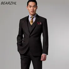 men’s suits and jackets brown for wedding suit 3 piece suit groom tuxedo for men formal high quality 2017 suit