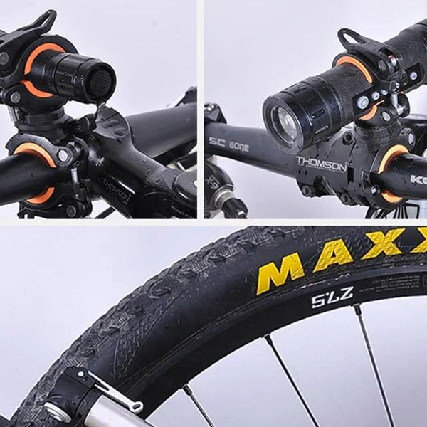 Top 360 Degree Rotating Cycling Bike Light Double Holder LED Front Flashlight Lamp Pump Handlebar Mount Holder Bicycle Accessorie 2 Top 360 Degree Rotating Cycling Bike Light Double Holder LED Front Flashlight Lamp Pump Handlebar Mount Holder Bicycle Accessorie 2