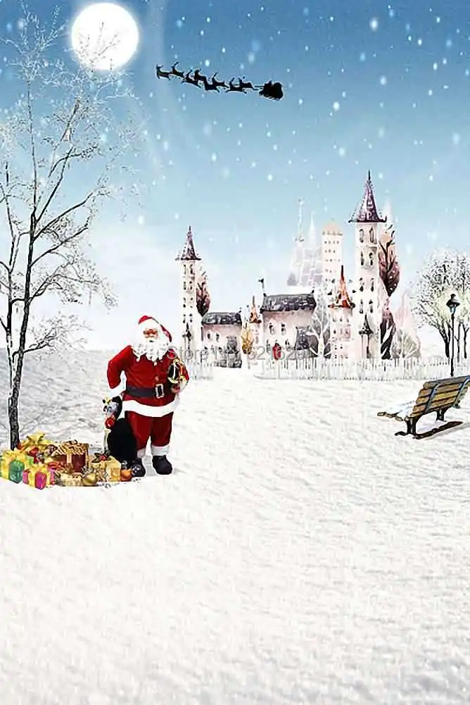 

Snow Christmas  8'x12' CP Computer-painted Scenic Photography Background Photo Studio Backdrop ZJZ-831