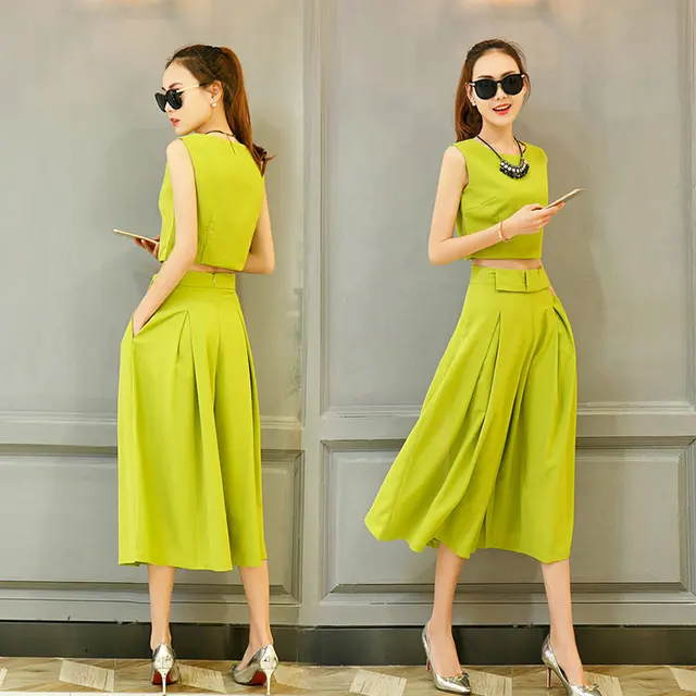 women Suits & Sets Elegant Trouser Suits for Ladies New 2016 Fashion Sleeveless Summer Pants