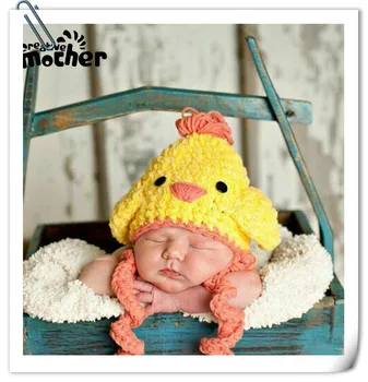 

Newborn Photography Props Accessories Baby Hats Infant Manual Knitting Cap Baby Photo Props Cartoon Chick Hat Newborn Fotografia