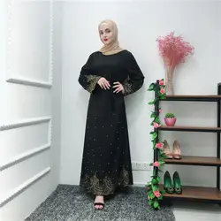Мусульманское Бисер Абаи вышивка, Макси-платье Нида кардиган длинные халаты кимоно ОАЭ Рамадан Арабский исламский поклонение молитва