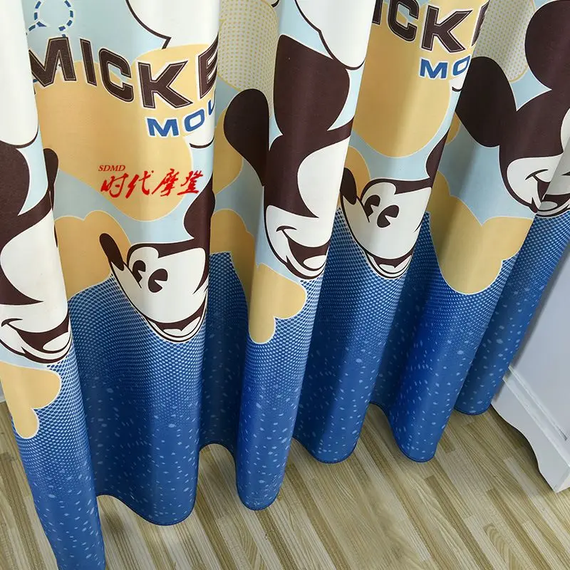 

Blue Mickey Mouse Pattern Thickened Bedroom Children Curtain Cartoon Tulle Curtains for Living Room